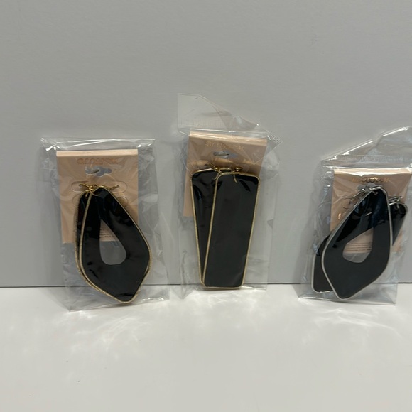 Blossom (Set of 3) Black Earrings Two Gold trim & one silver trim New in Package - Picture 2 of 16